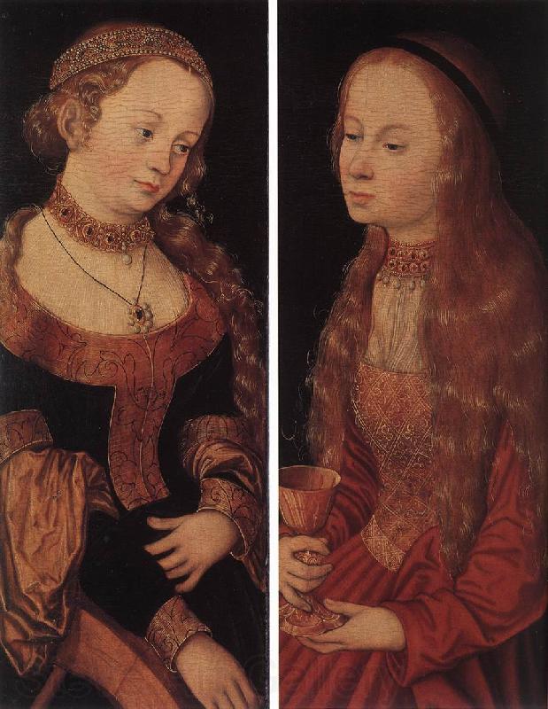 CRANACH, Lucas the Elder St Catherine of Alexandria and St Barbara sdg Norge oil painting art